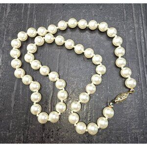 Vintage Pearl Necklace With Silver-Tone Clasp 19" Elegant Jewelry HS218